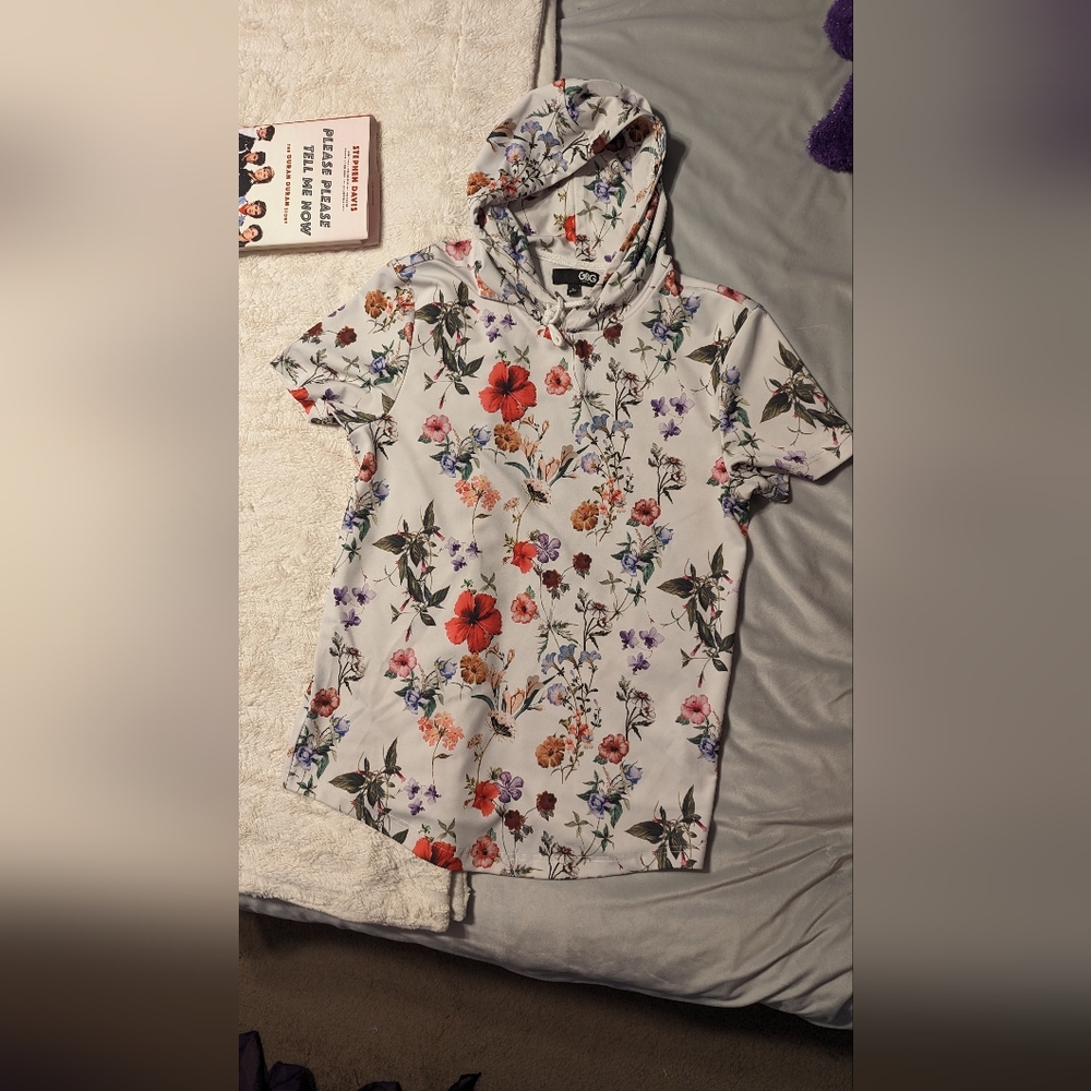 G BY GUESS men's floral shirt hooded